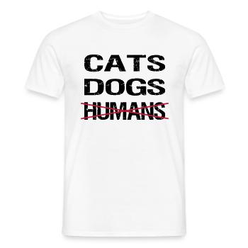 CATS DOGS HUMANS - Männer T-Shirt - Weiß - Vorne - AI Model Male 178 dark (178cm)
