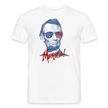 Abraham Lincoln Merica design - NYE of 4th July - Men's T-Shirt - white - Front - AI Model Male 178 dark (178cm)