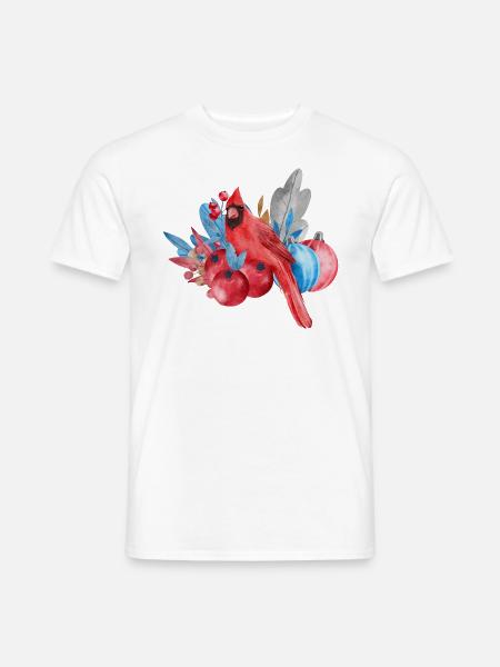 Roter Kardinal und Weihnachtsschmuck - Männer T-Shirt - Weiß
