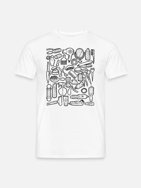 Frisör & Barbier Doodles - Männer T-Shirt - Weiß