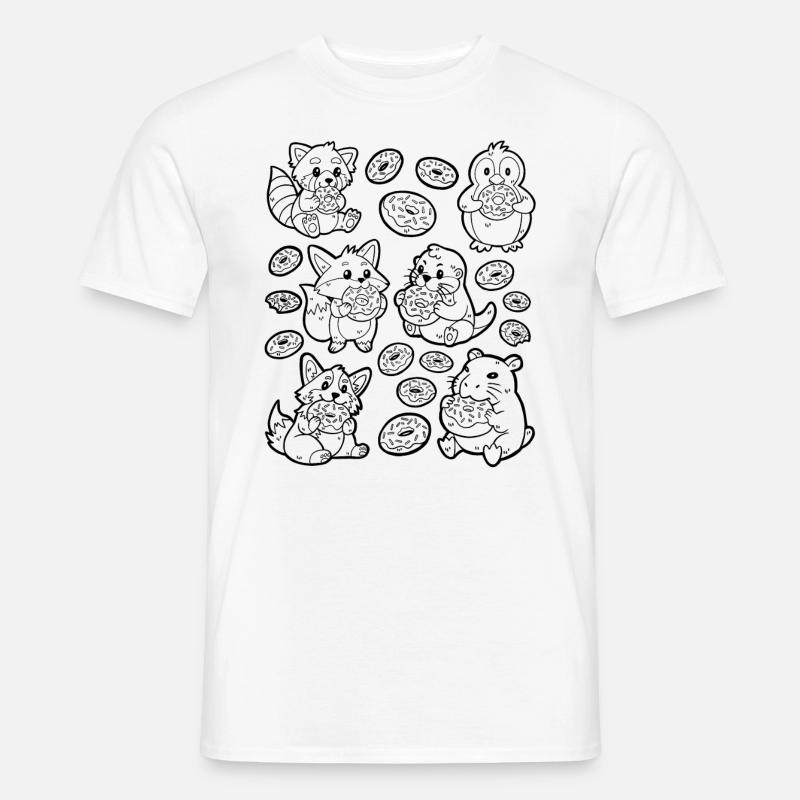 Donut Doodle: Capybara, Fuchs, Corgi, Otter - Männer T-Shirt - Weiß