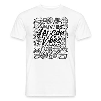 Pas besoin de WiFi - Africa Vibes uniquement - T-shirt homme - blanc - Devant - AI Model Male 178 dark (178cm)