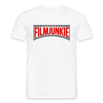 Farben änderbar | Film Junkie - Männer T-Shirt - Weiß - Vorne - AI Model Male 178 dark (178cm)