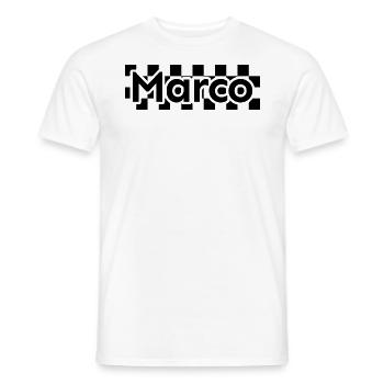 Damier Texte Prénom Homme Nom Marco - T-shirt homme - blanc - Devant - AI Model Male 178 dark (178cm)