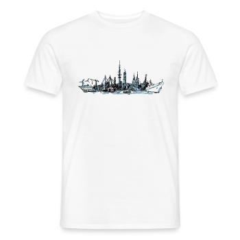 Hamburg gezeichnet - Männer T-Shirt - Weiß - Vorne - AI Model Male 178 dark (178cm)