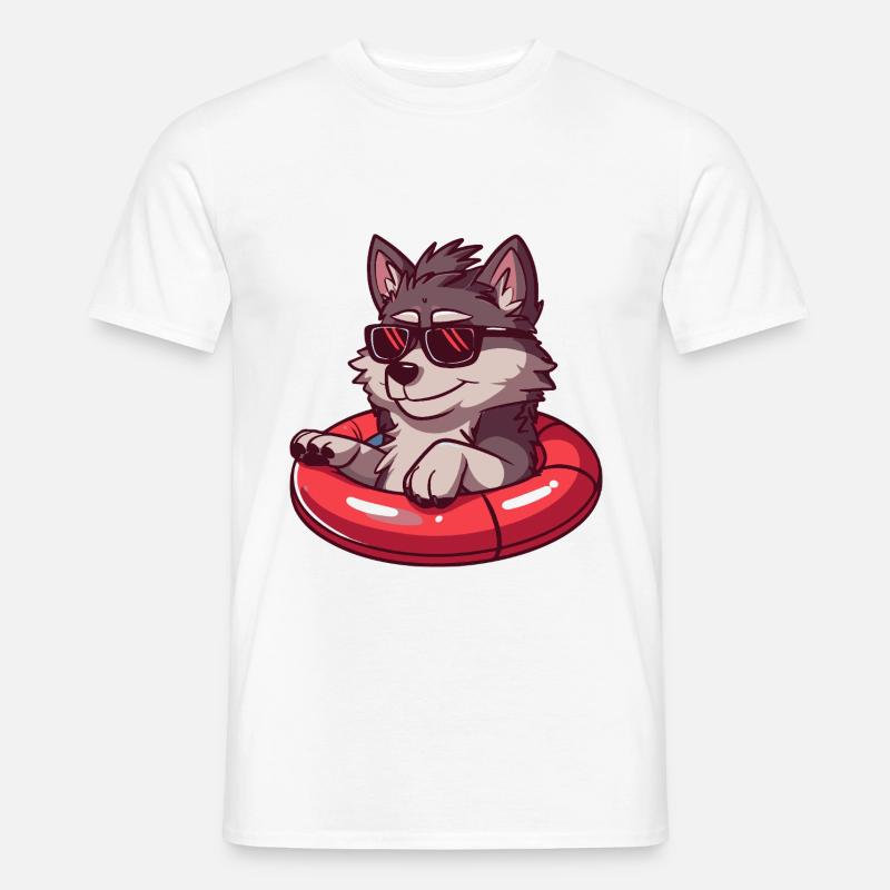 Wolf Comic Cool - Männer T-Shirt - Weiß