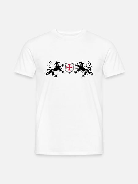 Löwen Templer Kreuz - Männer T-Shirt - Weiß