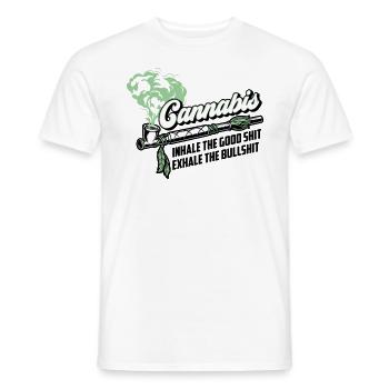 Les couleurs peuvent être modifiées | Cannanis Inhale Exhale - T-shirt homme - blanc - Devant - AI Model Male 178 dark (178cm)