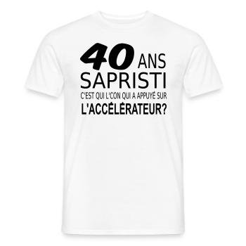 Sapristi j ai 40 ans / anniversaire / humour - T-shirt homme - blanc - Devant - AI Model Male 178 dark (178cm)