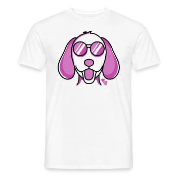 Ein lustiger Hund mit roter rose Brille Hunde - Männer T-Shirt - Weiß - Vorne - AI Model Male 178 dark (178cm)