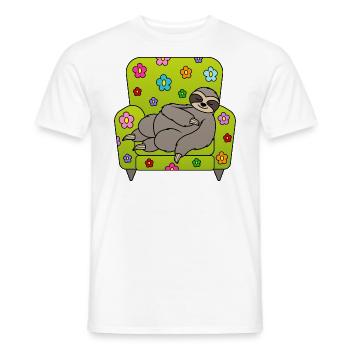 Faultier Sessel Frühjahrsmüdigkeit Frühling Blumen - Männer T-Shirt - Weiß - Vorne - AI Model Male 178 dark (178cm)