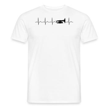 Mellophone heartbeat wind instrument band - Men's T-Shirt - white - Front - AI Model Male 178 dark (178cm)