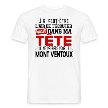 Mont Ventoux 2022 Cycliste Montagne Randonnée - T-shirt homme - blanc - Devant - AI Model Male 178 dark (178cm)