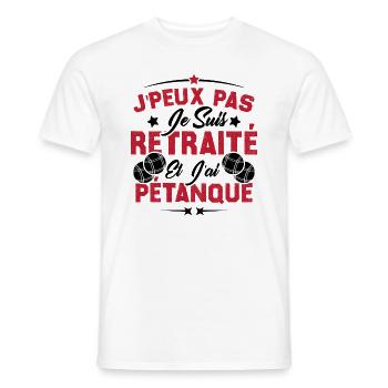 J'peux pas je suis Retraité et j'ai Pétanque - T-shirt homme - blanc - Devant - AI Model Male 178 dark (178cm)