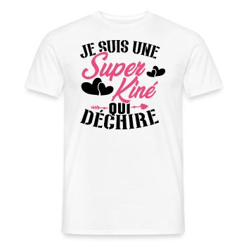 Je suis une Super kiné qui déchire - T-shirt homme - blanc - Devant - AI Model Male 178 dark (178cm)