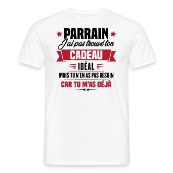 Parrain j'ai pas trouvé ton cadeau, Humour parrain - T-shirt homme - blanc - Devant - AI Model Male 178 dark (178cm)