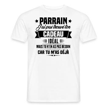 Parrain j'ai pas trouvé ton cadeau, Humour parrain - T-shirt homme - blanc - Devant - AI Model Male 178 dark (178cm)