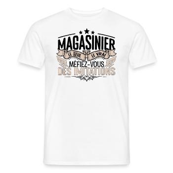 Magasinier cadeau Magasinier le vrai Magasinier - T-shirt homme - blanc - Devant - AI Model Male 178 dark (178cm)