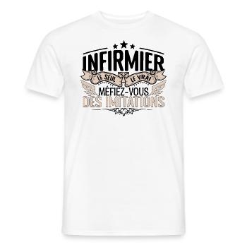 Infirmier cadeau Infirmier le vrai Infirmier - T-shirt homme - blanc - Devant - AI Model Male 178 dark (178cm)