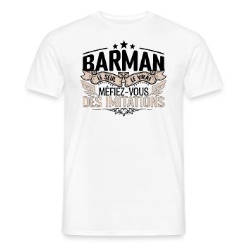 Barman cadeau Barman le vrai Barman - T-shirt homme - blanc - Devant - AI Model Male 178 dark (178cm)