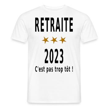 Retraite 2023 - c'est pas trop tôt ! - T-shirt homme - blanc - Devant - AI Model Male 178 dark (178cm)