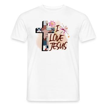 J’aime Jésus Tissus - T-shirt homme - blanc - Devant - AI Model Male 178 dark (178cm)