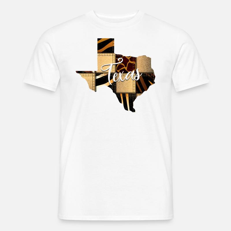 Texas Leopard Denim Map - Men's T-Shirt - white
