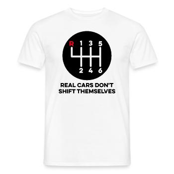 Echte Autos schalten sich nicht von selbst Lustiges Handbuch - Männer T-Shirt - Weiß - Vorne - AI Model Male 178 dark (178cm)