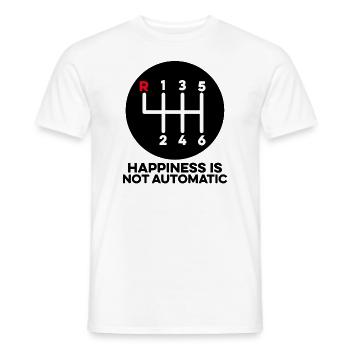 Le bonheur n’est pas un levier de changement manuel automatique - T-shirt homme - blanc - Devant - AI Model Male 178 dark (178cm)