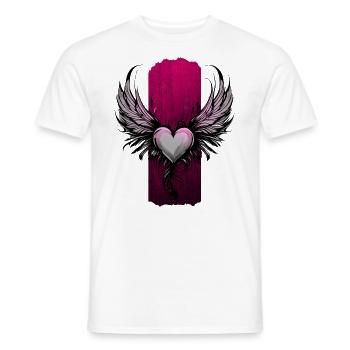 Himmlische Umarmung: Geflügeltes Valentinsherz - Männer T-Shirt - Weiß - Vorne - AI Model Male 178 dark (178cm)