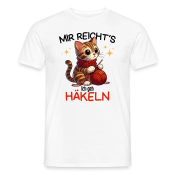 J’en ai assez de chats chat au Crochet laine à la main - T-shirt homme - blanc - Devant - AI Model Male 178 dark (178cm)