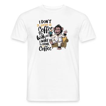 Drôle café chemise café tasse singe cadeau de Noël - T-shirt homme - blanc - Devant - AI Model Male 178 dark (178cm)