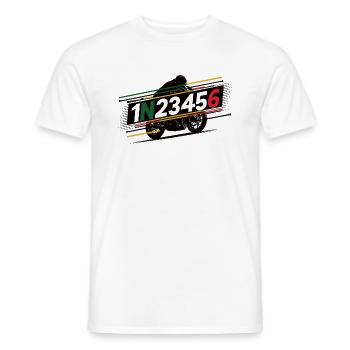 1N23456 Motorcycle Enthusiasts Gears Motorcyclist - Men's T-Shirt - white - Front - AI Model Male 178 dark (178cm)
