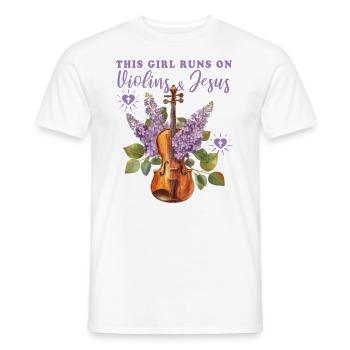 Geige This girl runs on jesus and violins - Männer T-Shirt - Weiß - Vorne - AI Model Male 178 dark (178cm)