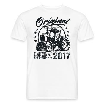 Original 2017 Anniversaire 2017 Fermier Tracteur - T-shirt homme - blanc - Devant - AI Model Male 178 dark (178cm)