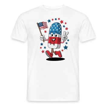 Popsicle USA Drapeau américain Patriot Dessert glacé - T-shirt homme - blanc - Devant - AI Model Male 178 dark (178cm)