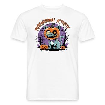 Activité purranormale – Effrayant avec un chat - T-shirt homme - blanc - Devant - AI Model Male 178 dark (178cm)