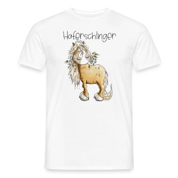 Haflinger Pferd Haferschlinger Wortspiel - Männer T-Shirt - Weiß - Vorne - AI Model Male 178 dark (178cm)