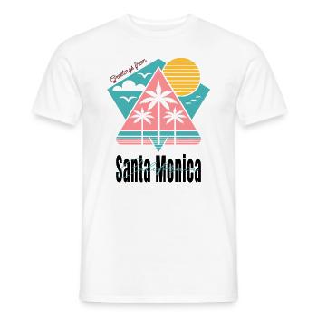 Salutation rétro californienne - palmiers au coucher du soleil - T-shirt homme - blanc - Devant - AI Model Male 178 dark (178cm)