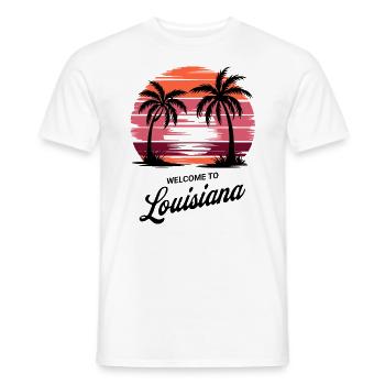 Louisiana Retro Sunset – Tropical Palm Trees - Men's T-Shirt - white - Front - AI Model Male 178 dark (178cm)