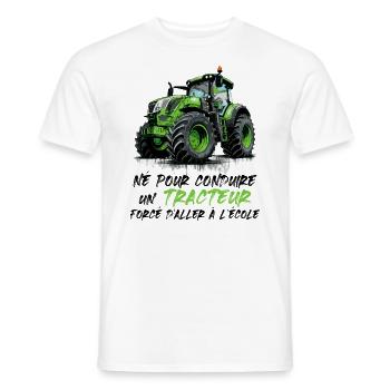 Né pour conduire un tracteur forcé allerl école - T-shirt homme - blanc - Devant - AI Model Male 178 dark (178cm)