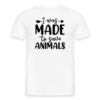 I Was Made to Save Animals Pet Adopt Funny Animal - Men's T-Shirt - white - Front - AI Model Male 178 dark (178cm)