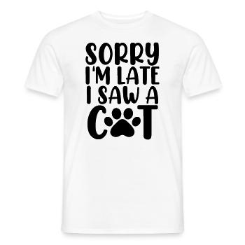 Tut mir leid, dass ich zu spät komme, ich habe ein Tier aus dem Katzenheim gerettet - Männer T-Shirt - Weiß - Vorne - AI Model Male 178 dark (178cm)