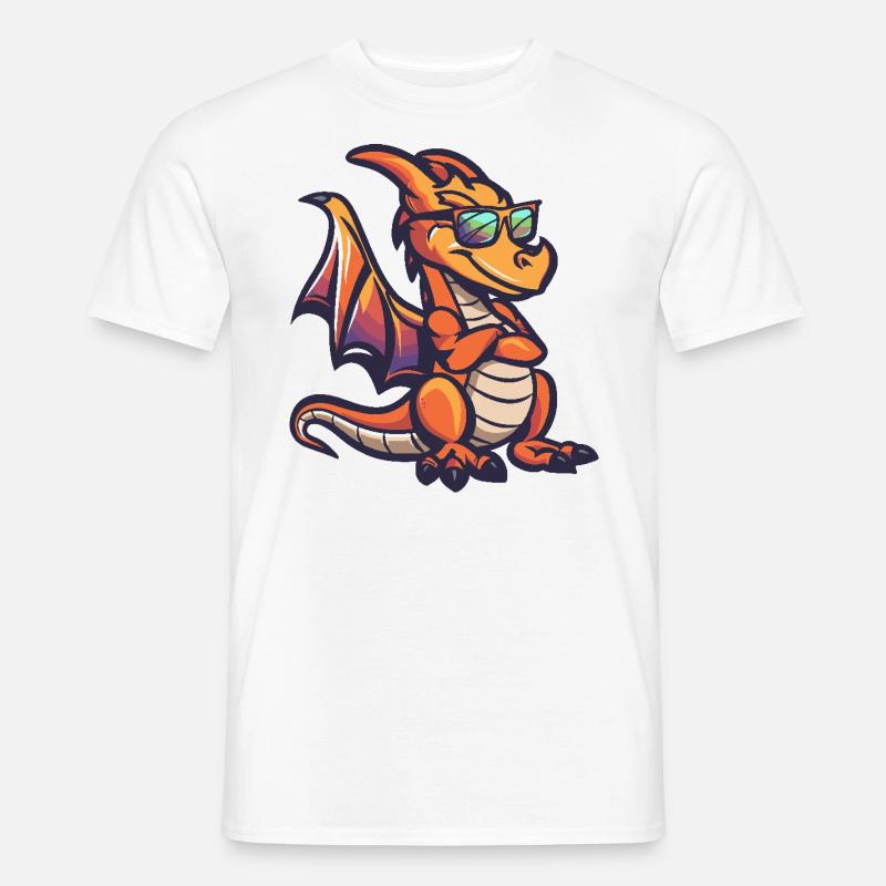 Drache Cool Comic - Männer T-Shirt - Weiß