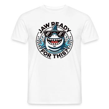 La mâchoire est prête pour ça ? Jeu de mots amusant sur l’amateur de requins - T-shirt homme - blanc - Devant - AI Model Male 178 dark (178cm)
