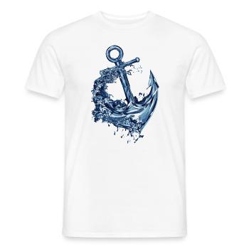 Ancre polygonale – Géométrie de la mer du Nord - Vagues - T-shirt homme - blanc - Devant - AI Model Male 178 dark (178cm)