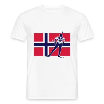 Biathlon - Langlauf - Norwegen - Norway - Männer T-Shirt - Weiß - Vorne - AI Model Male 178 dark (178cm)