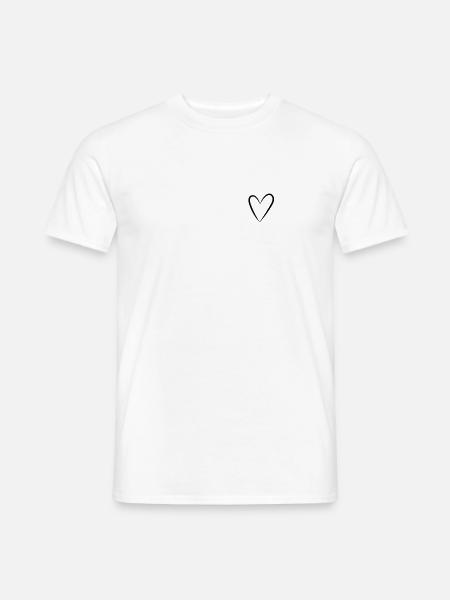 Silhouette de petit coeur noir - T-shirt homme - blanc