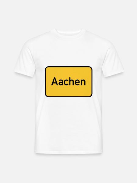 Aachen Ortsschild Gelbe Tafel - Männer T-Shirt - Weiß