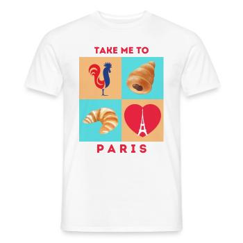 TAKE ME TO PARIS - Men's T-Shirt - white - Front - AI Model Male 178 dark (178cm)